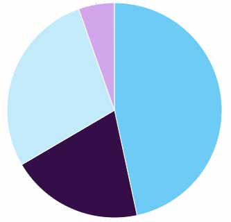 Market share by type, 2020 %